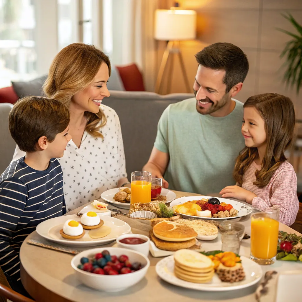 Family enjoying brunch