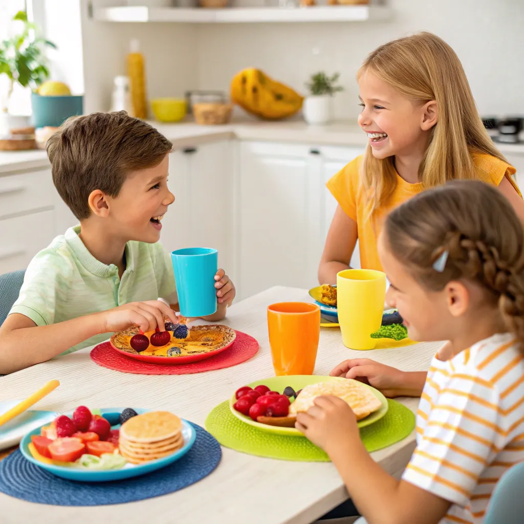 Kids enjoying breakfast