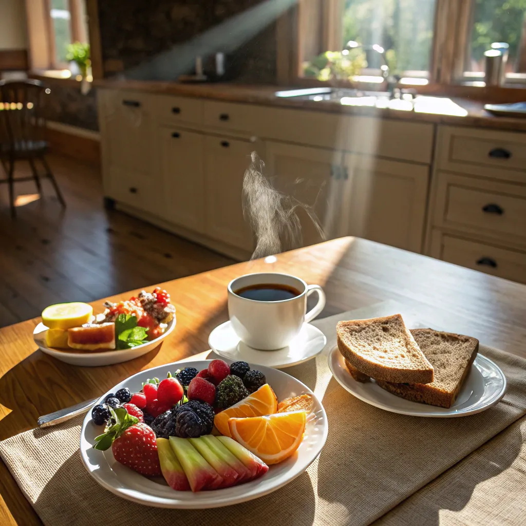 A sunny breakfast table
